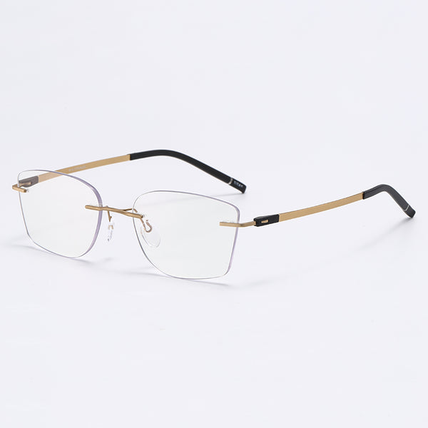 Rimcoo Lightweight Titanium Rimless Narrow Rectangle Eyeglasses