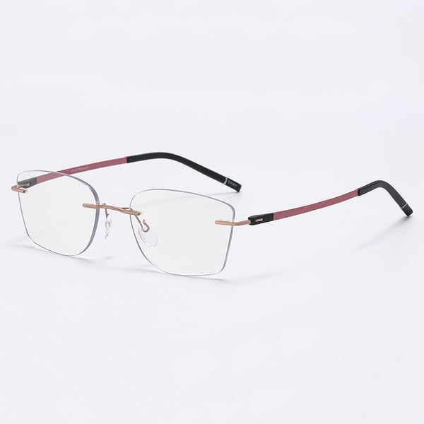 Rimcoo Lightweight Titanium Rimless Narrow Rectangle Eyeglasses