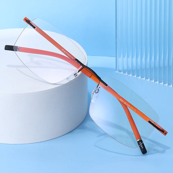 Rimcoo Lightweight Titanium Rimless Rectangle Eyeglasses