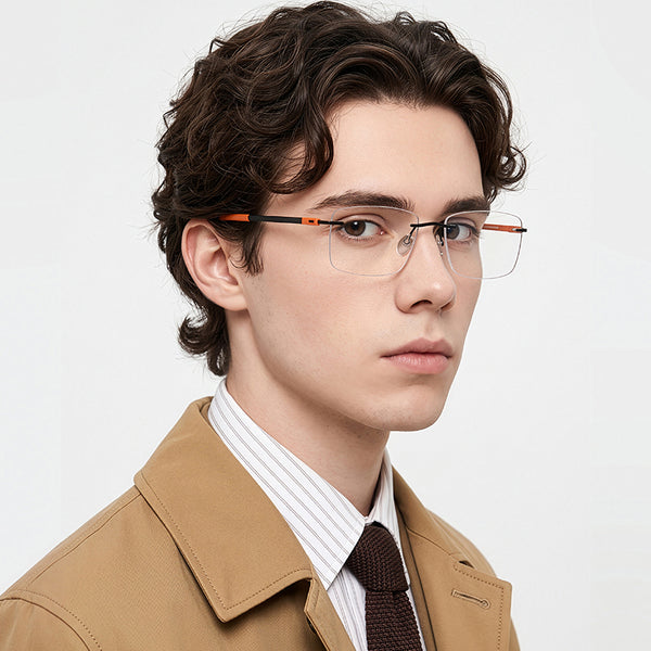 Rimcoo Lightweight Titanium Rimless Rectangle Eyeglasses