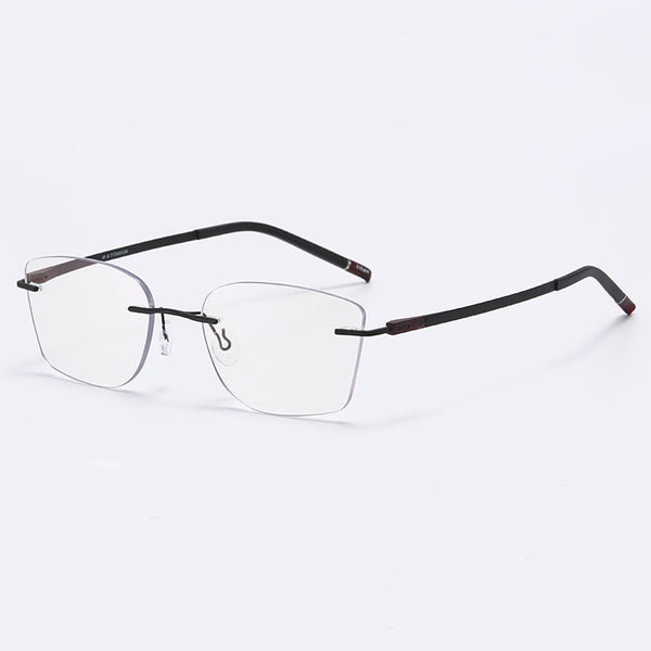 Rimcoo Lightweight Titanium Rimless Narrow Rectangle Eyeglasses