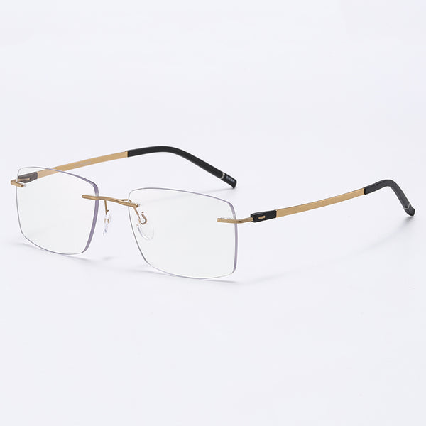 Rimcoo Lightweight Titanium Rimless Rectangle Eyeglasses