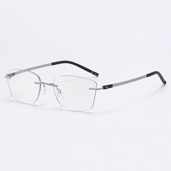Rimcoo Lightweight Titanium Rimless Narrow Rectangle Eyeglasses