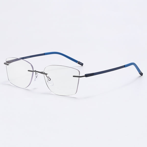 Rimcoo Lightweight Titanium Rimless Narrow Rectangle Eyeglasses