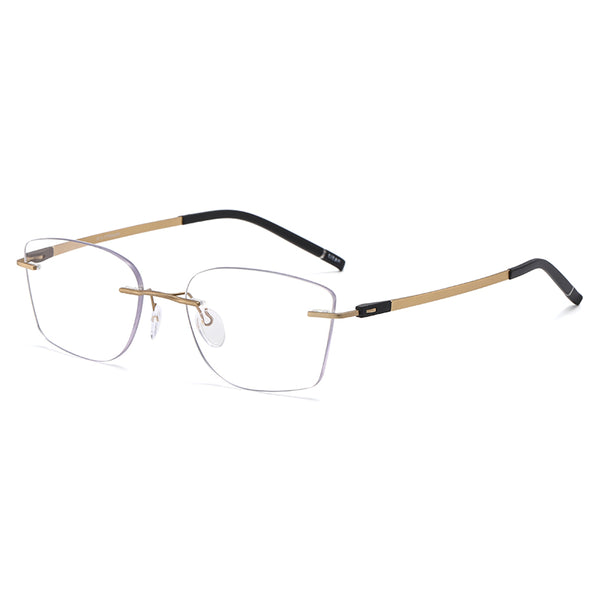 Rimcoo Lightweight Titanium Rimless Narrow Rectangle Eyeglasses