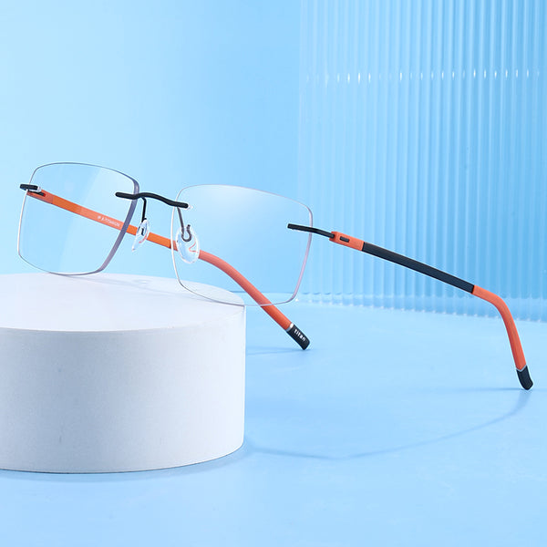 Rimcoo Lightweight Titanium Rimless Rectangle Eyeglasses