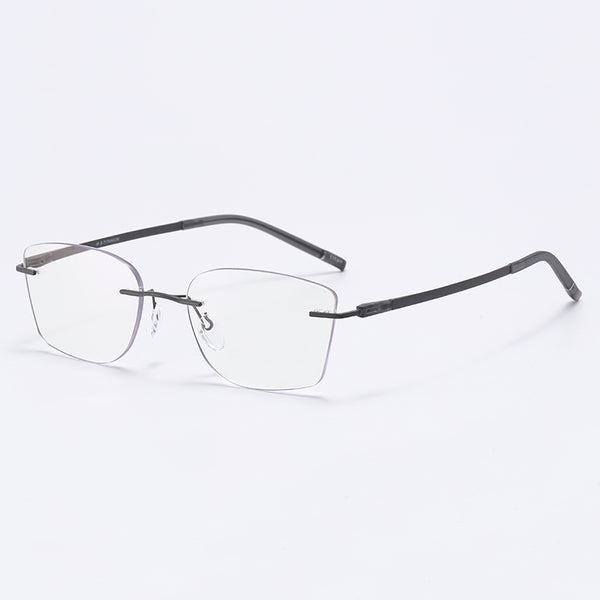 Rimcoo Lightweight Titanium Rimless Narrow Rectangle Eyeglasses